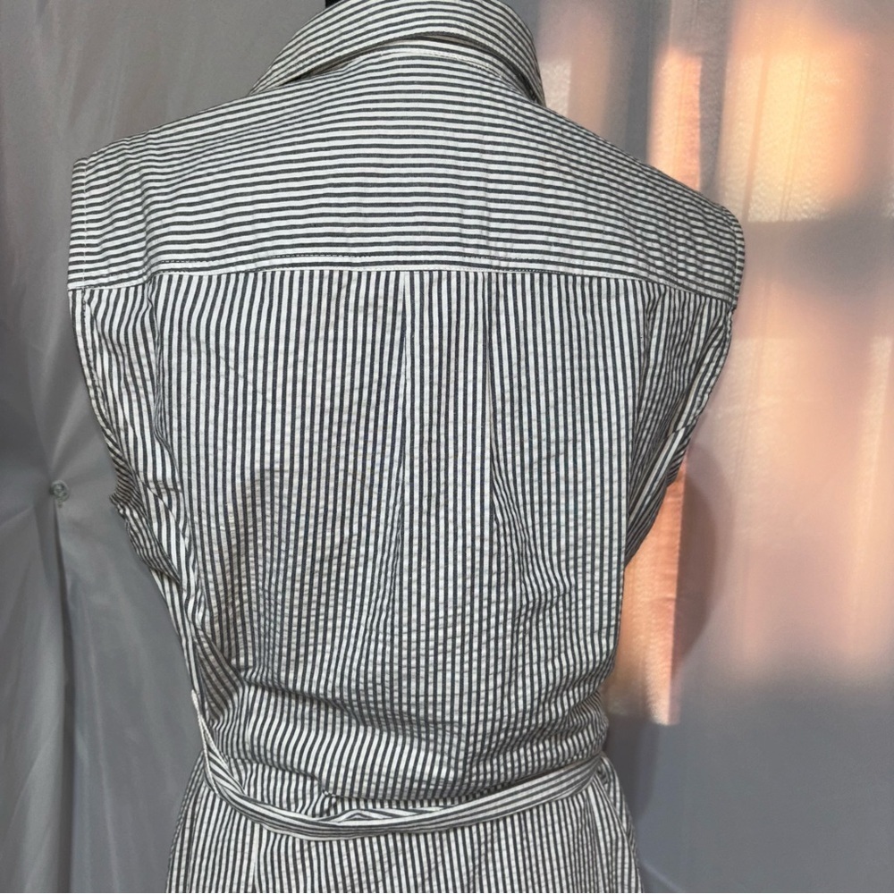 JONES & CO Jones New York Nautical Pleated Sleeveless Stripe Shirt Dress Size 12 - Picture 7 of 11